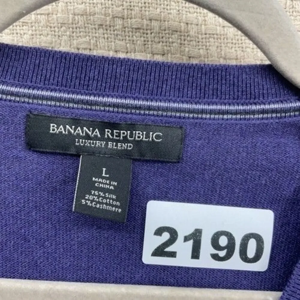 NWOT Banana Republic Luxury Blend Silk/Cotton/Cashmere V-Neck Sweater Men Size L